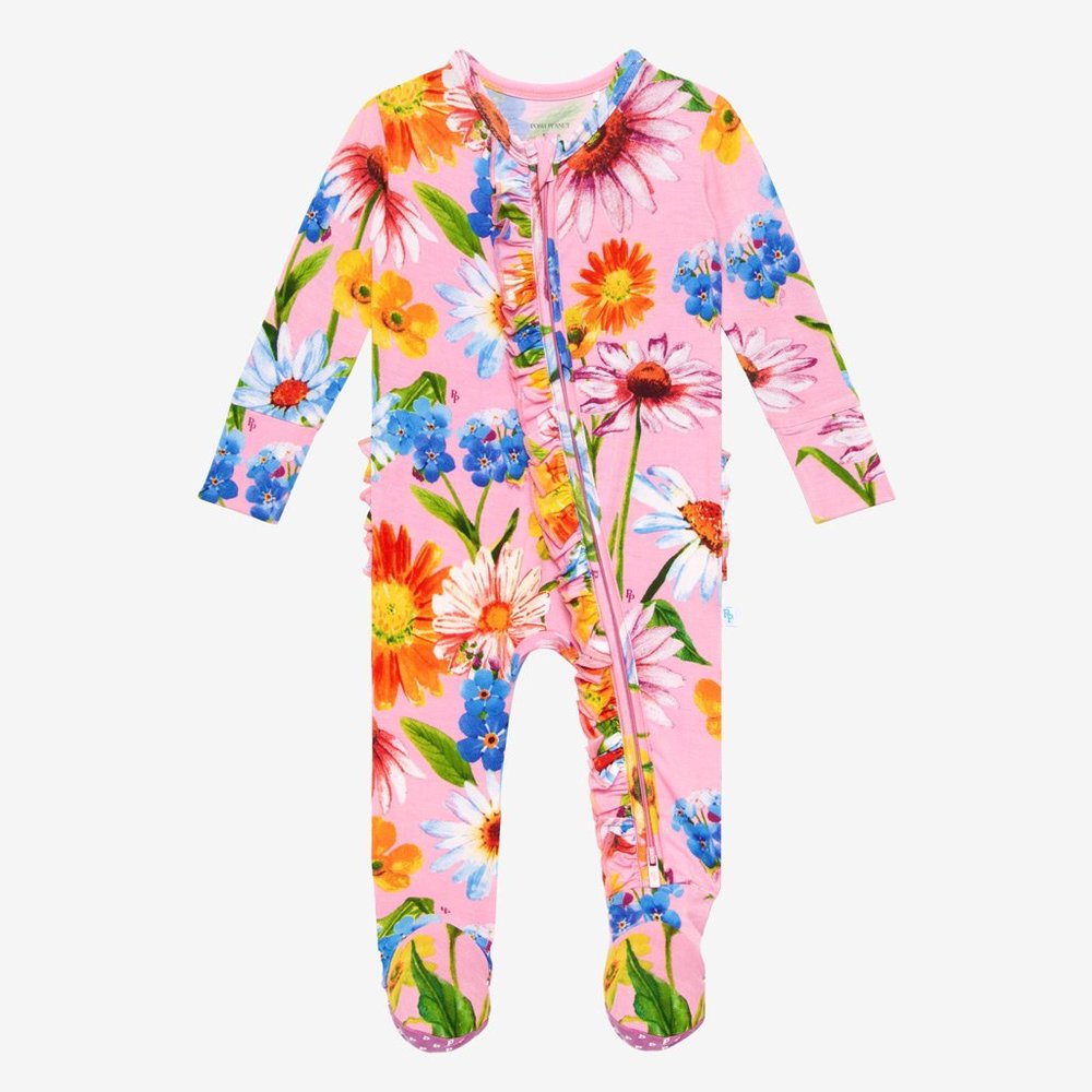 Posh Peanut Kaileigh Footie Ruffled Zippered One Piece 9-12 Months Brand New